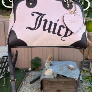 Juicy Couture Light Pink and Dark Brown Crossbody Bag